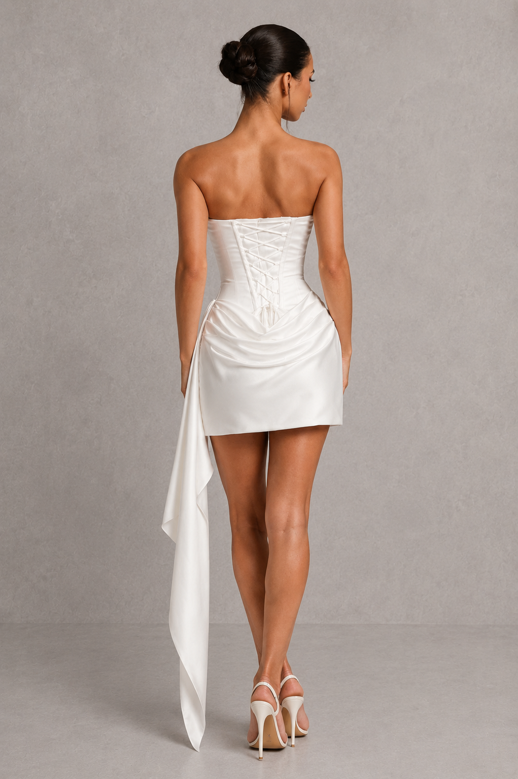 Women’s Strapless Satin Mini Dress with Corset Bodice for Parties & Special Occasions