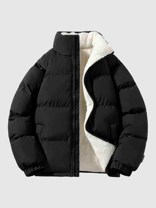 Men's Waterproof Fleece-Lined Puffer Jacket – High Collar Winter Coat