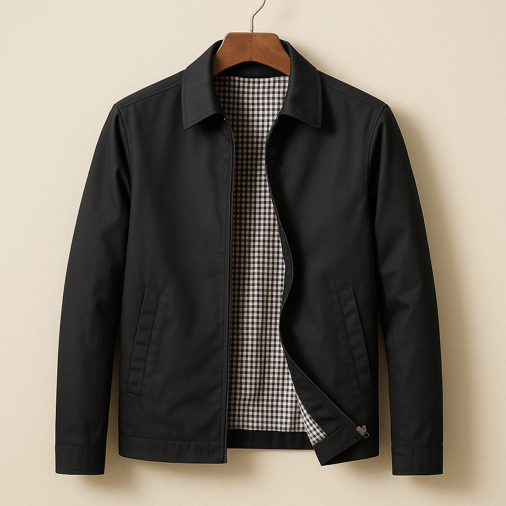 Men's Lightweight Lined Zip Jacket - Classic Point Collar