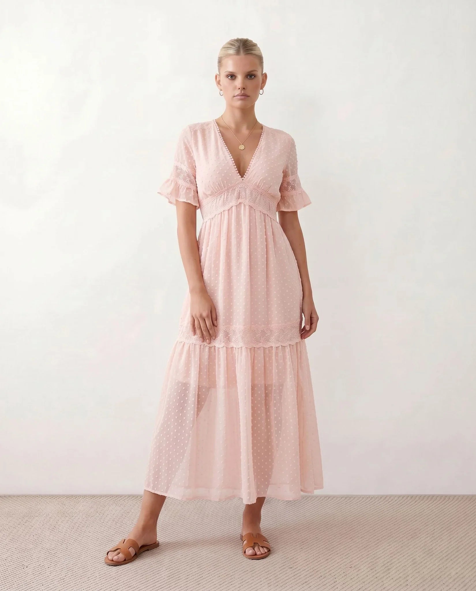 Polka Dot Empire Waist Maxi Dress
