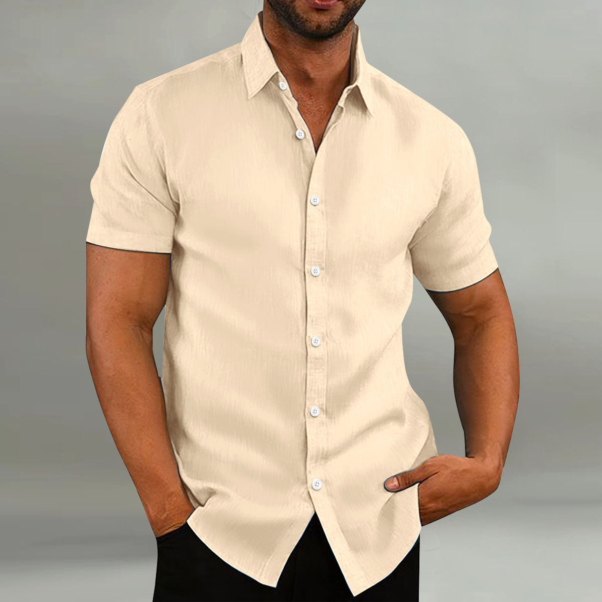 Men’s Short Sleeve Button Shirt Slim Fit - Craw Leigh