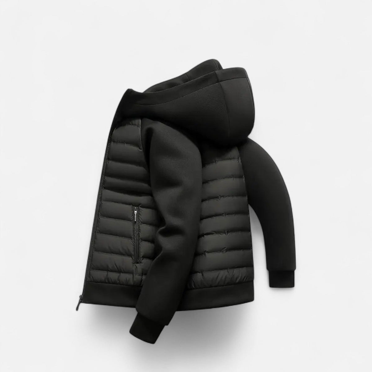 Men's Hooded Quilted Jacket – Padded Hybrid Style