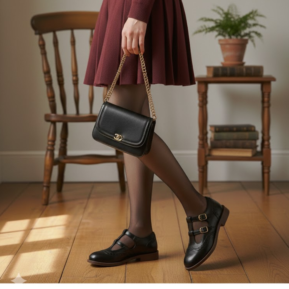 Women's Mary Jane Shoes, Low Block Heel Buckle Flats