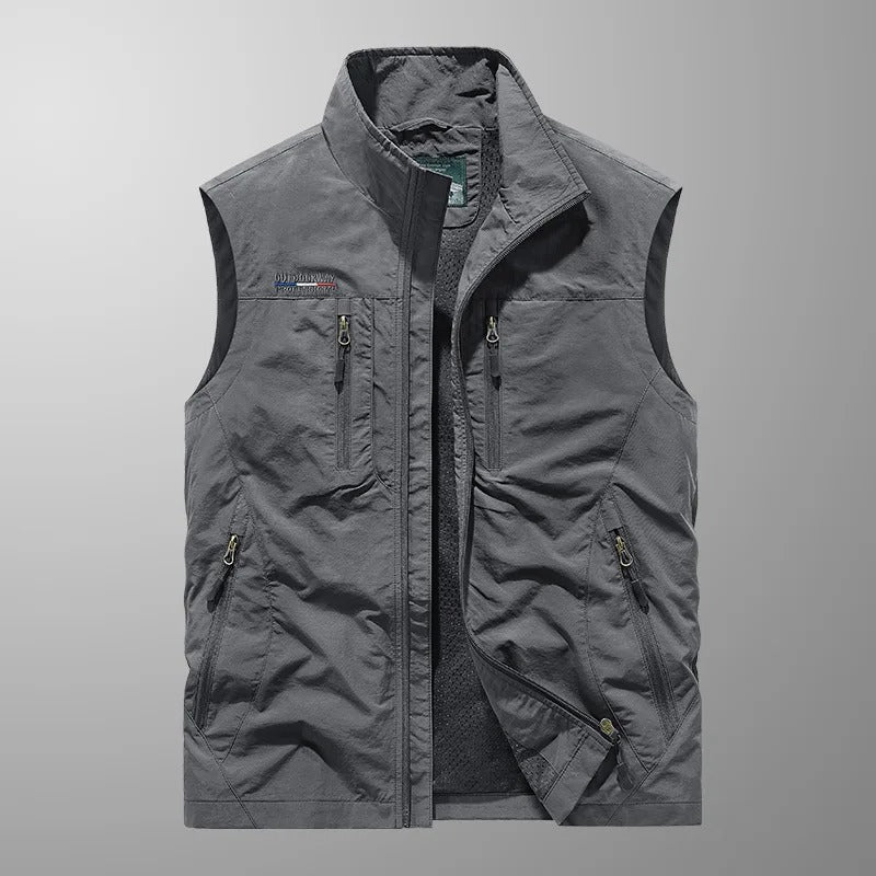 Men's Bodywarmer with Zip and Stand-Up Collar Outdoor Vest