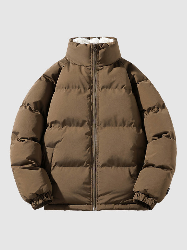 Men's Waterproof Fleece-Lined Puffer Jacket – High Collar Winter Coat