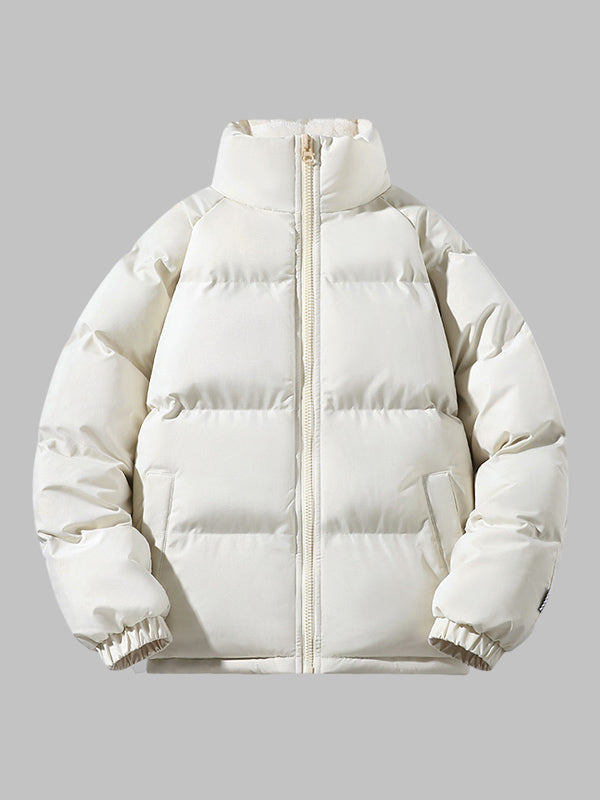 Men's Waterproof Fleece-Lined Puffer Jacket – High Collar Winter Coat