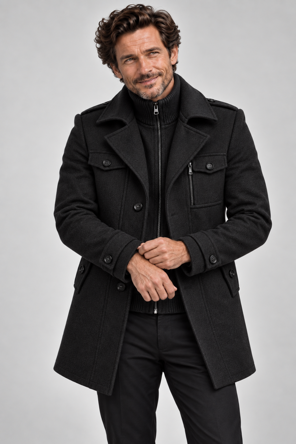 Men's Wool Blend Double-Breasted Overcoat – Long Tailored Winter Coat