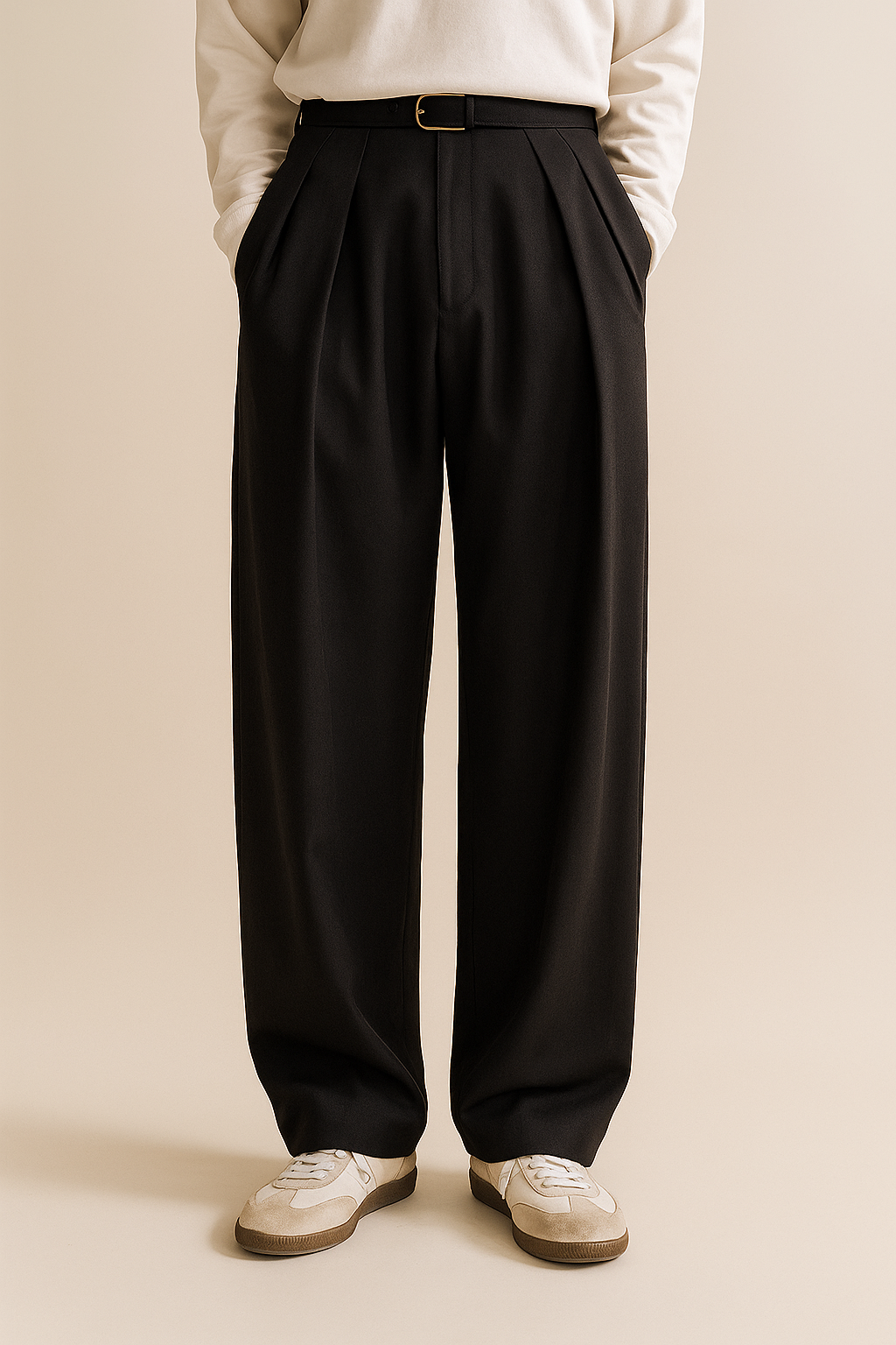 Men's Pleated Trousers – Relaxed Wide Leg Tailored Fit