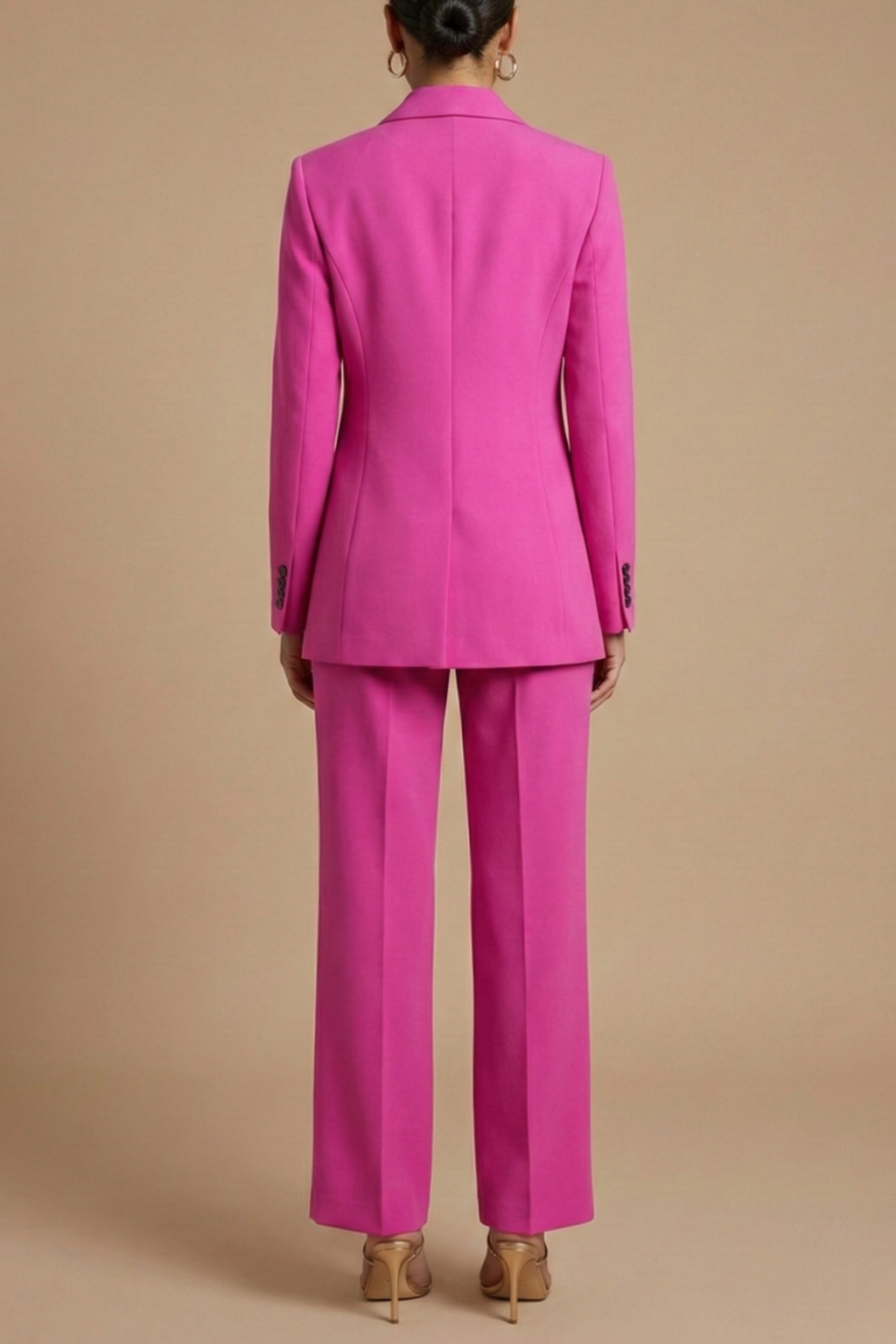 Women’s Two Piece Suit with Single Button Blazer and Wide Leg Trousers