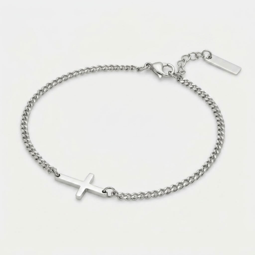 Stainless Steel Cross Chain Bracelet For Men