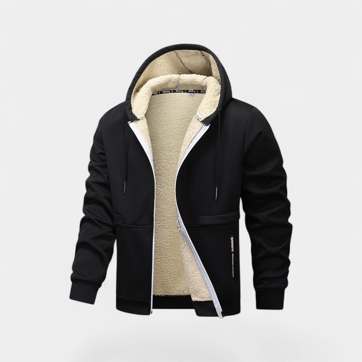 Men's Fleece-Lined Zip-Up Hoodie - Warm Hooded Sweatshirt