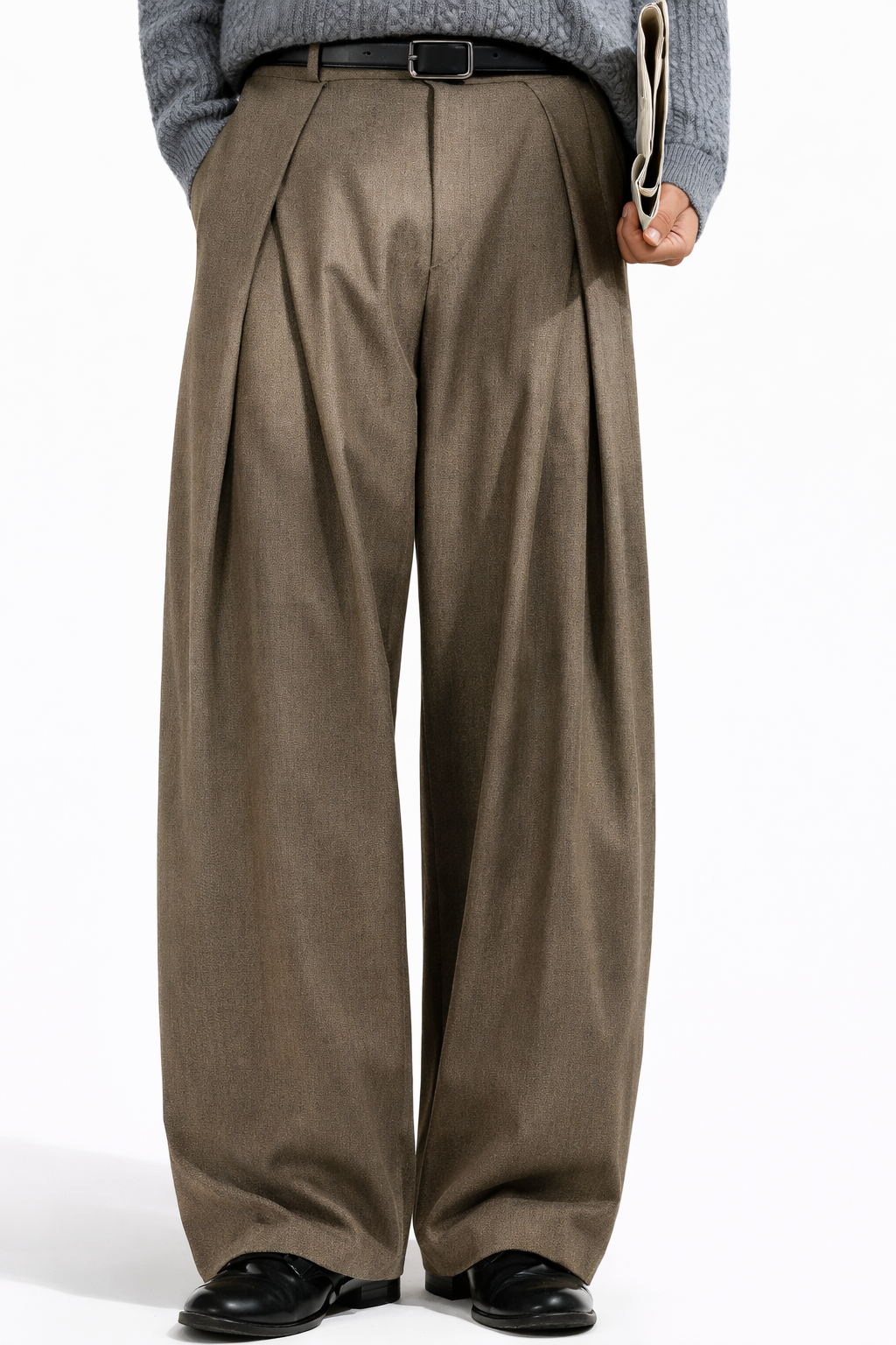 Men's Pleated Trousers – Relaxed Wide Leg Tailored Fit