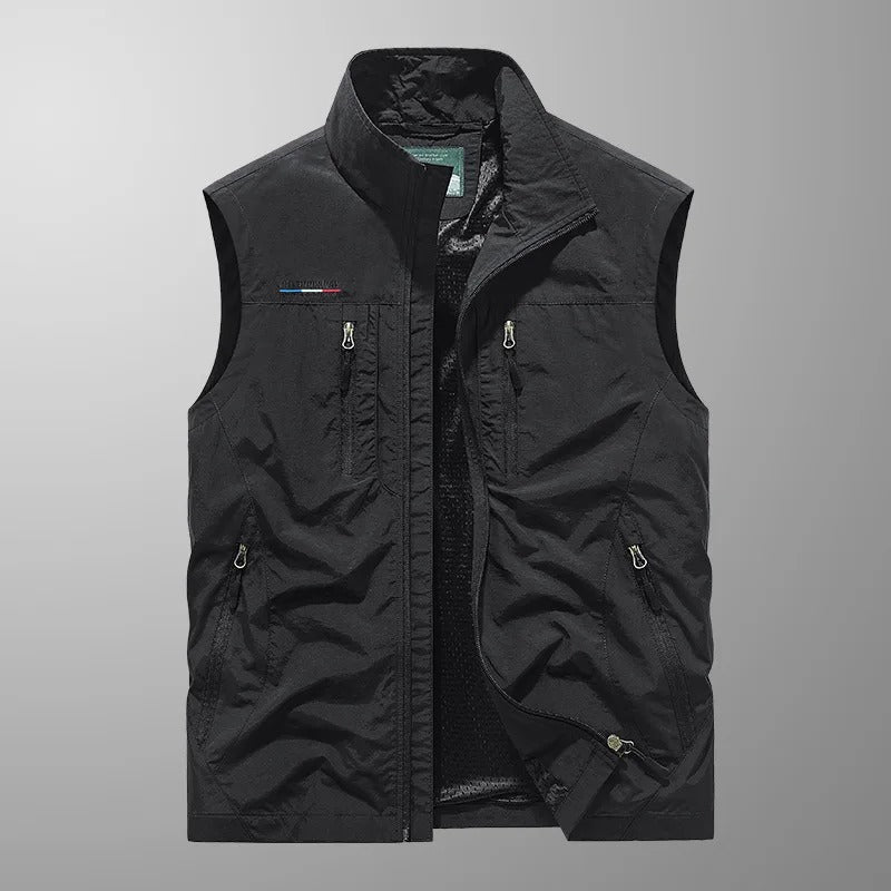 Men's Bodywarmer with Zip and Stand-Up Collar Outdoor Vest