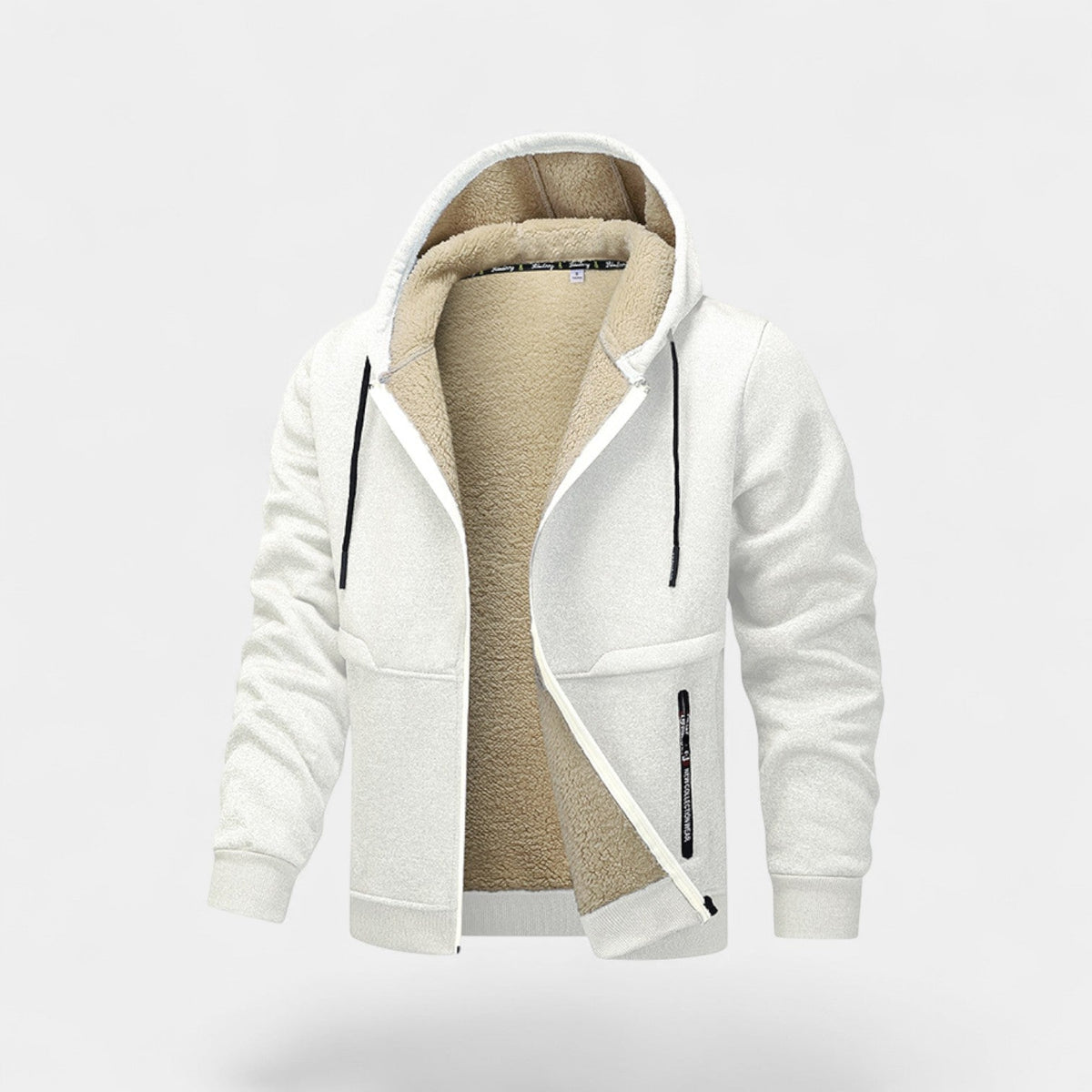 Men's Fleece-Lined Zip-Up Hoodie - Warm Hooded Sweatshirt