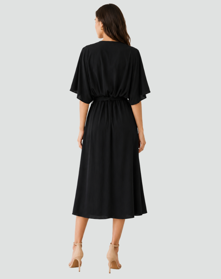 Women's Wrap Midi Dress – Tie Waist Occasion Style