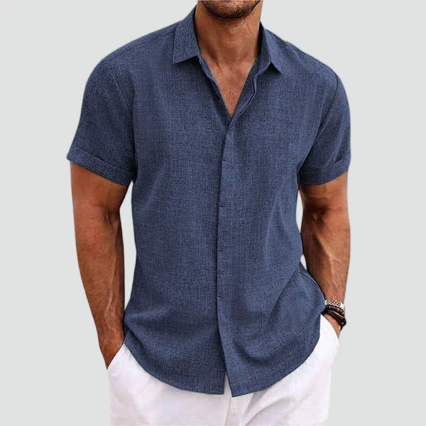 Men's Linen Shirt with Short Sleeves