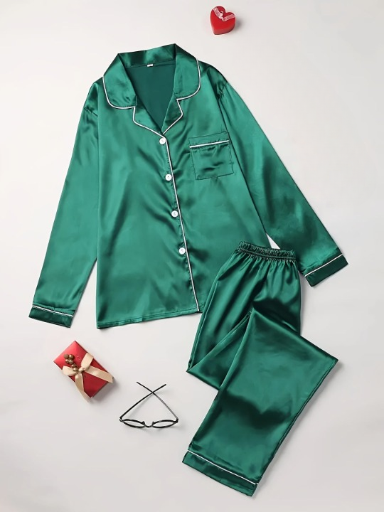 Luxurious Silk Two-Piece Sleepwear Set - Casual Comfort