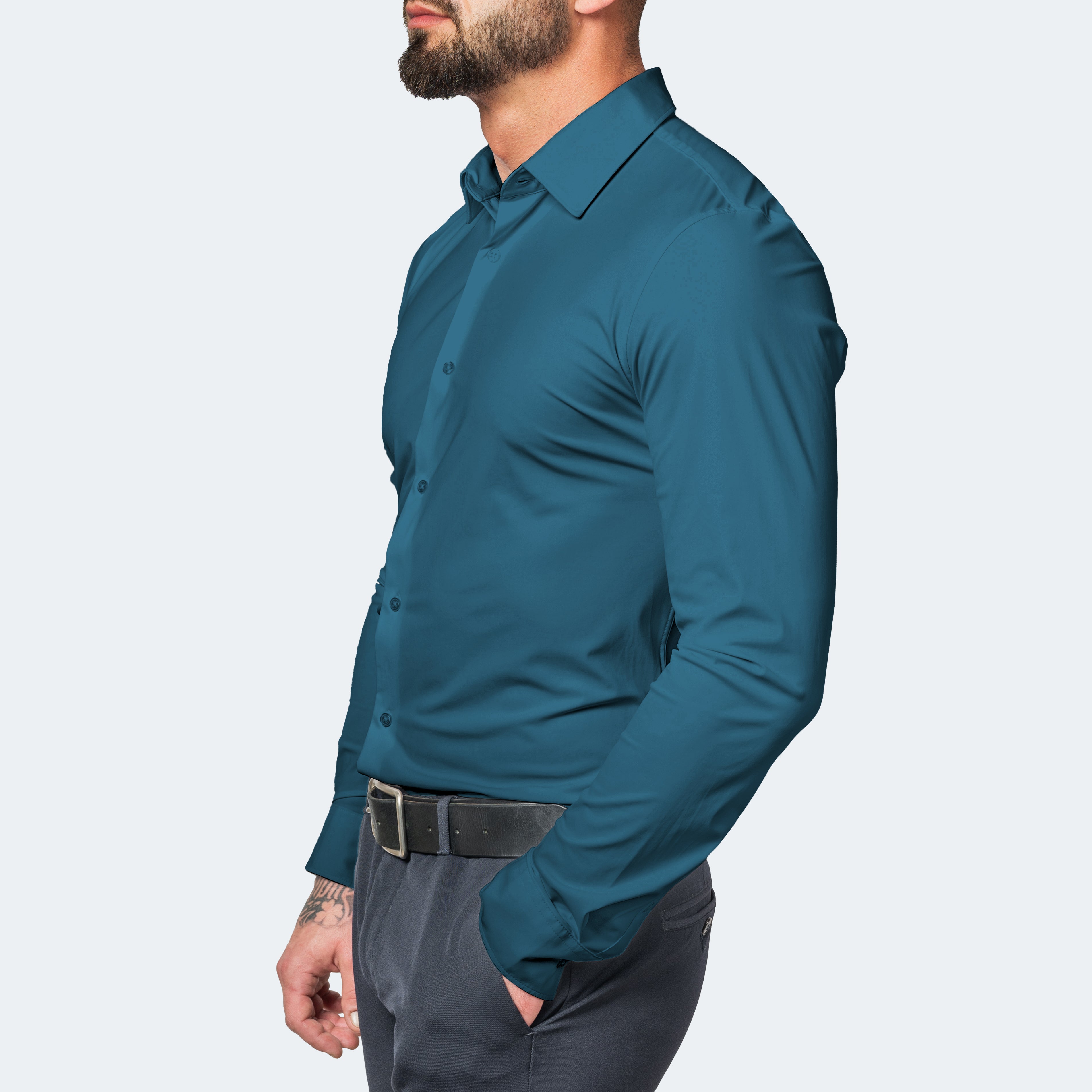 Men's White Shirt, Stretch and Wrinkle-Free