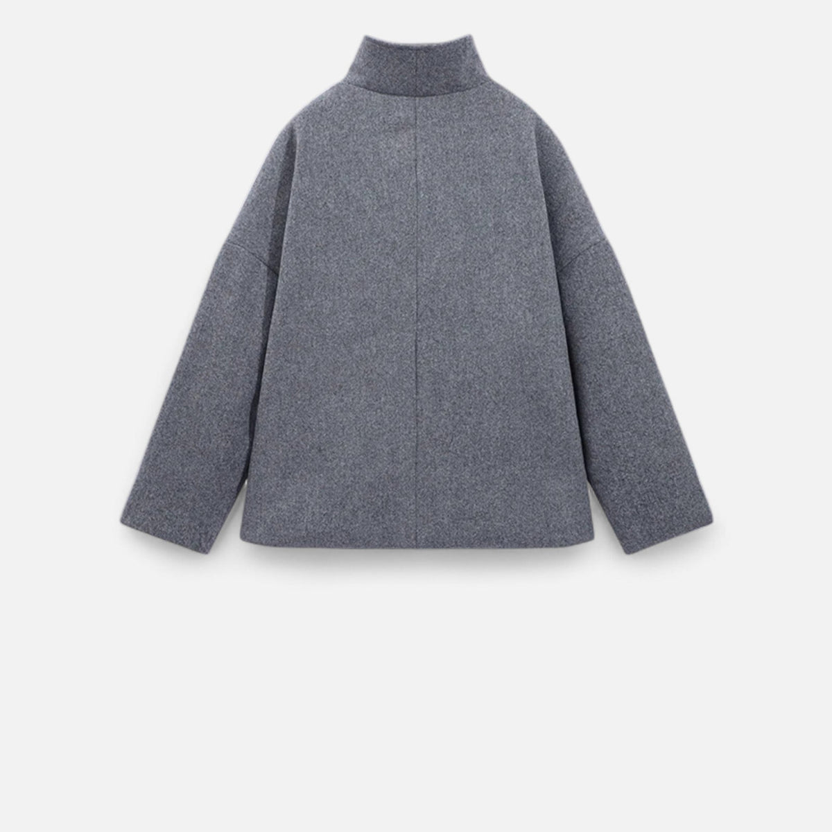 Women's High Collar Short Coat – Double Button Relaxed Design