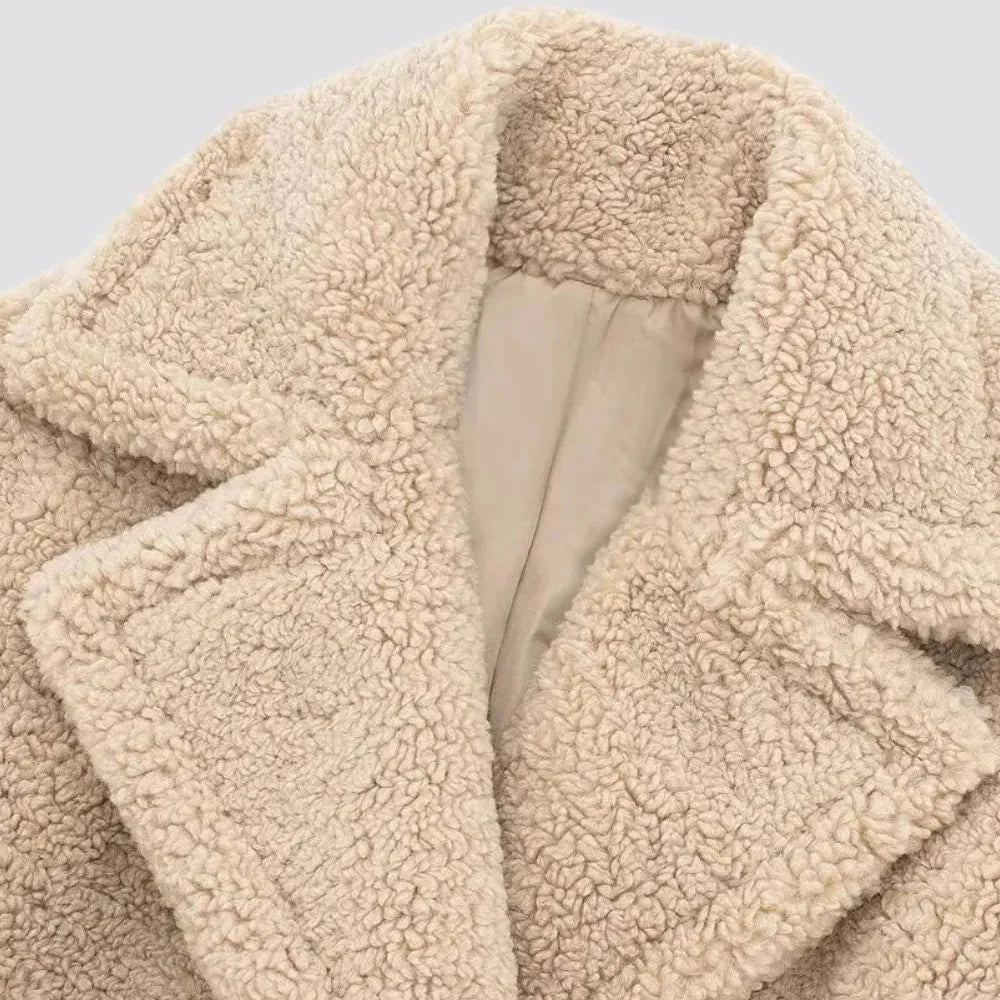 Women's Teddy Coat | Long Double-Breasted Faux Fur Winter Coat