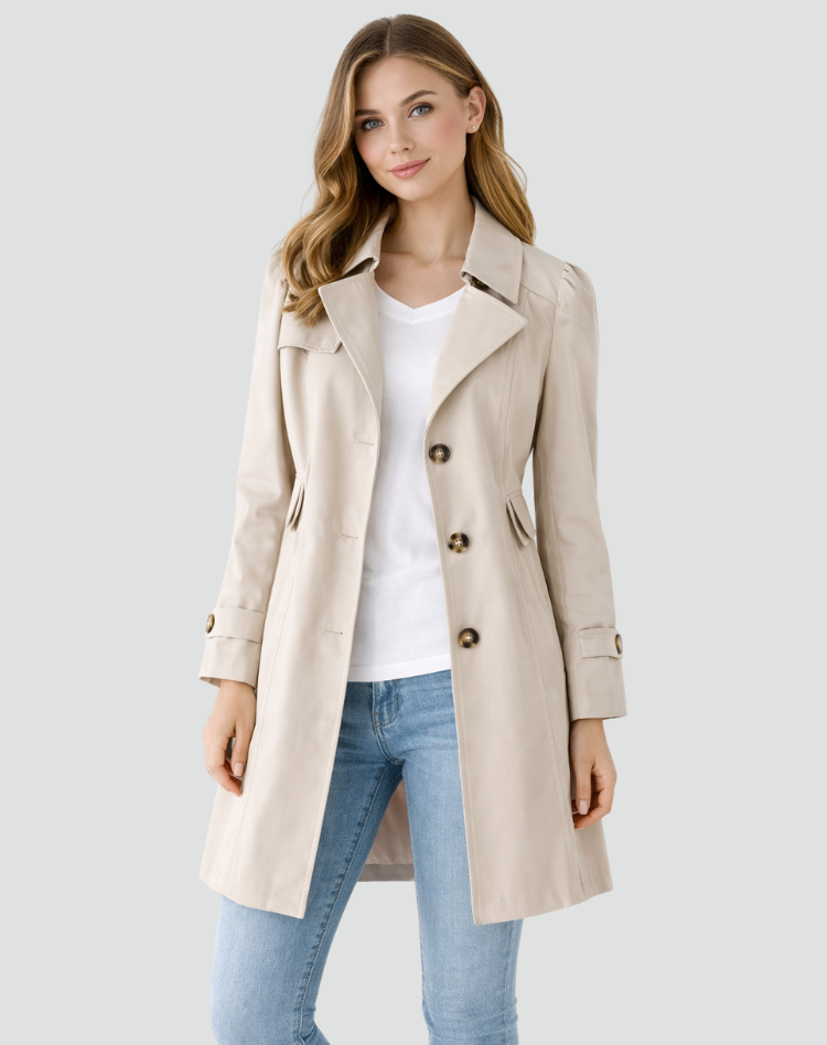 Trench Coat Ladies Slim Fit Lightweight Classic Notched Collar