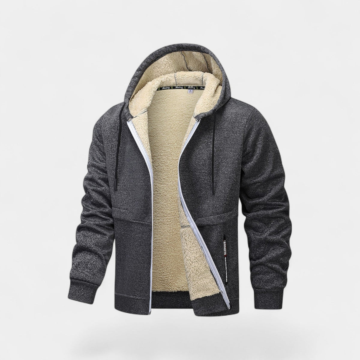Men's Fleece-Lined Zip-Up Hoodie - Warm Hooded Sweatshirt