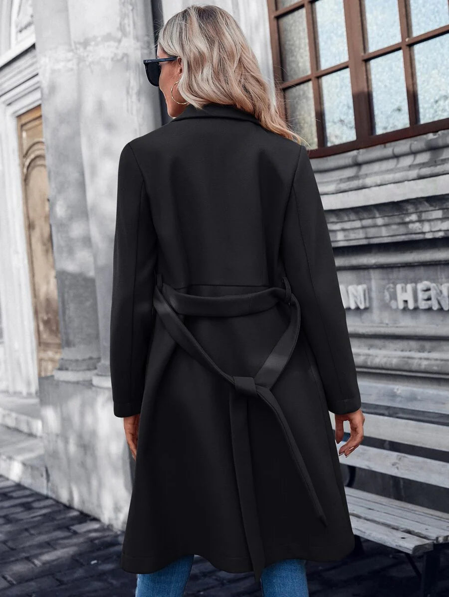 Women's Coat Regular Fit Padded Fabric A-Line with Double Buttons