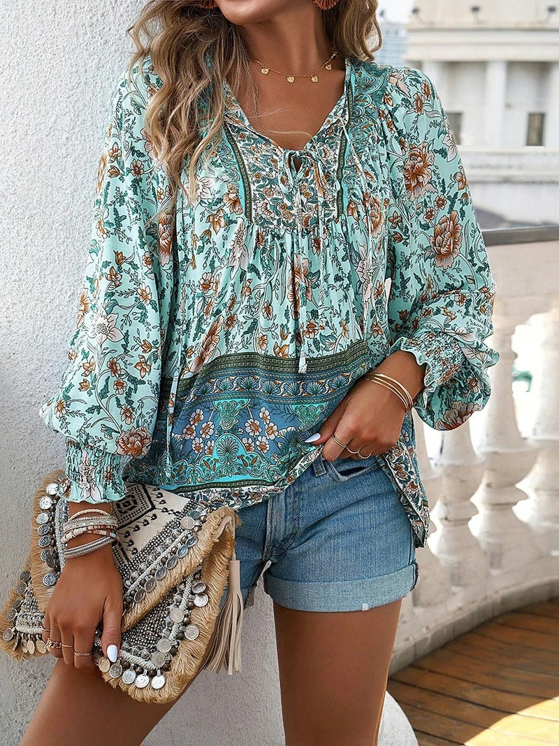 Women’s Floral Long Sleeve Boho Blouse