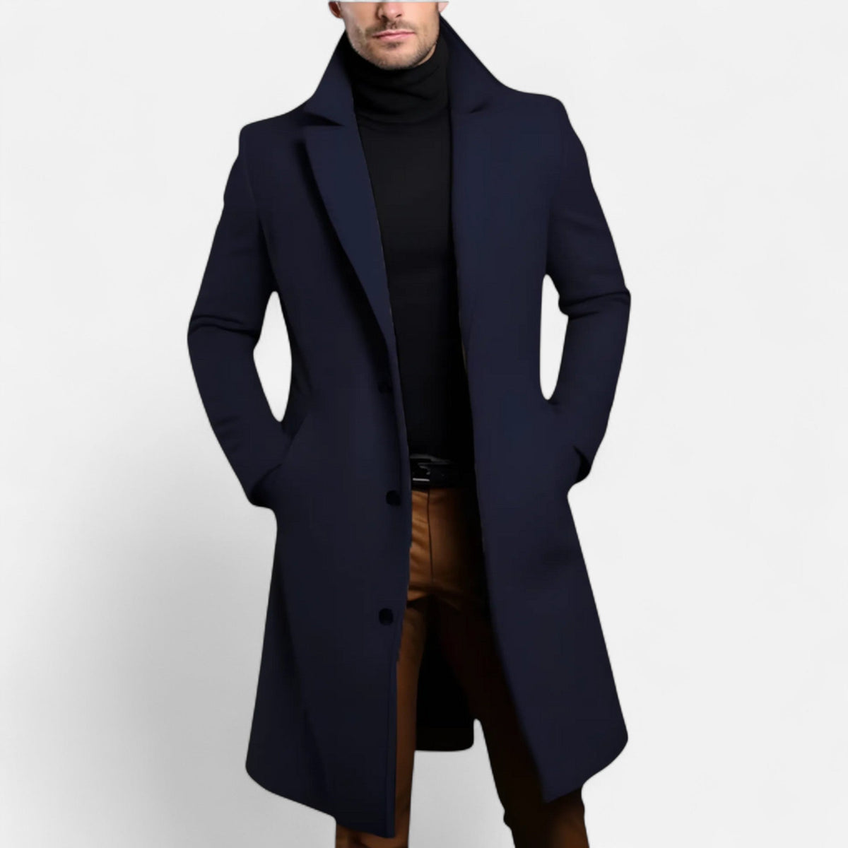 Men's Classic Single-Breasted Coat – Structured Formal Design
