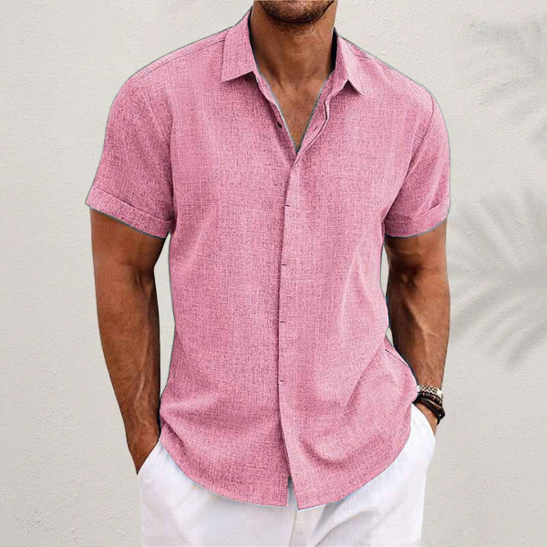 Men's Linen Shirt with Short Sleeves