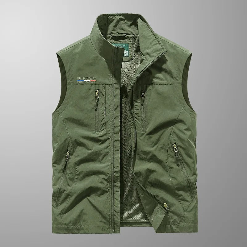 Men's Bodywarmer with Zip and Stand-Up Collar Outdoor Vest