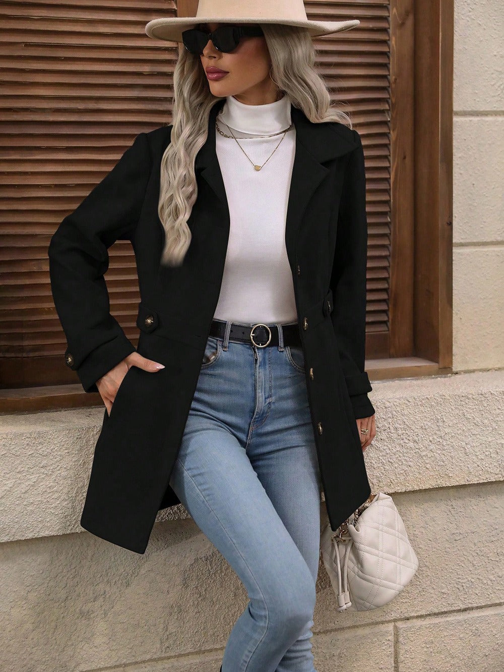 Autumn Ladies Trench Coat Belted Tailored Mid-Season