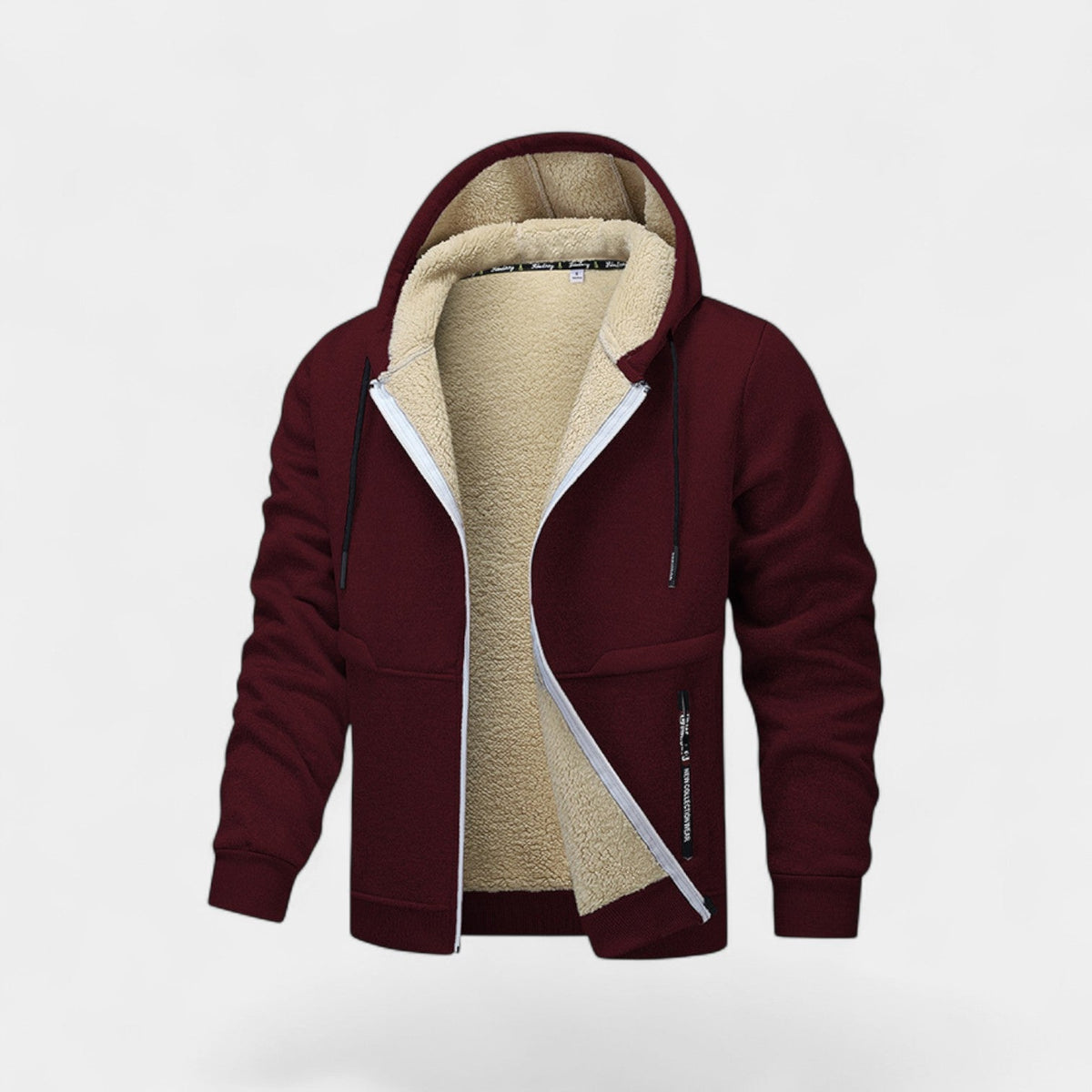 Men's Fleece-Lined Zip-Up Hoodie - Warm Hooded Sweatshirt