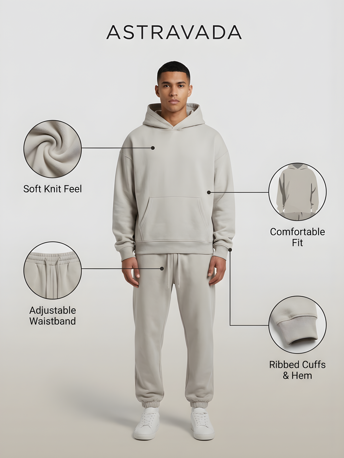 Men's Oversized Hoodie & Jogger Set – Two-Piece Tracksuit