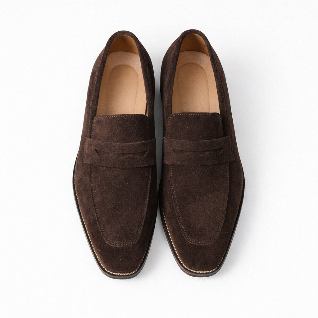 Men's Nubuck Leather Loafers – Smart Casual Slip-On Design