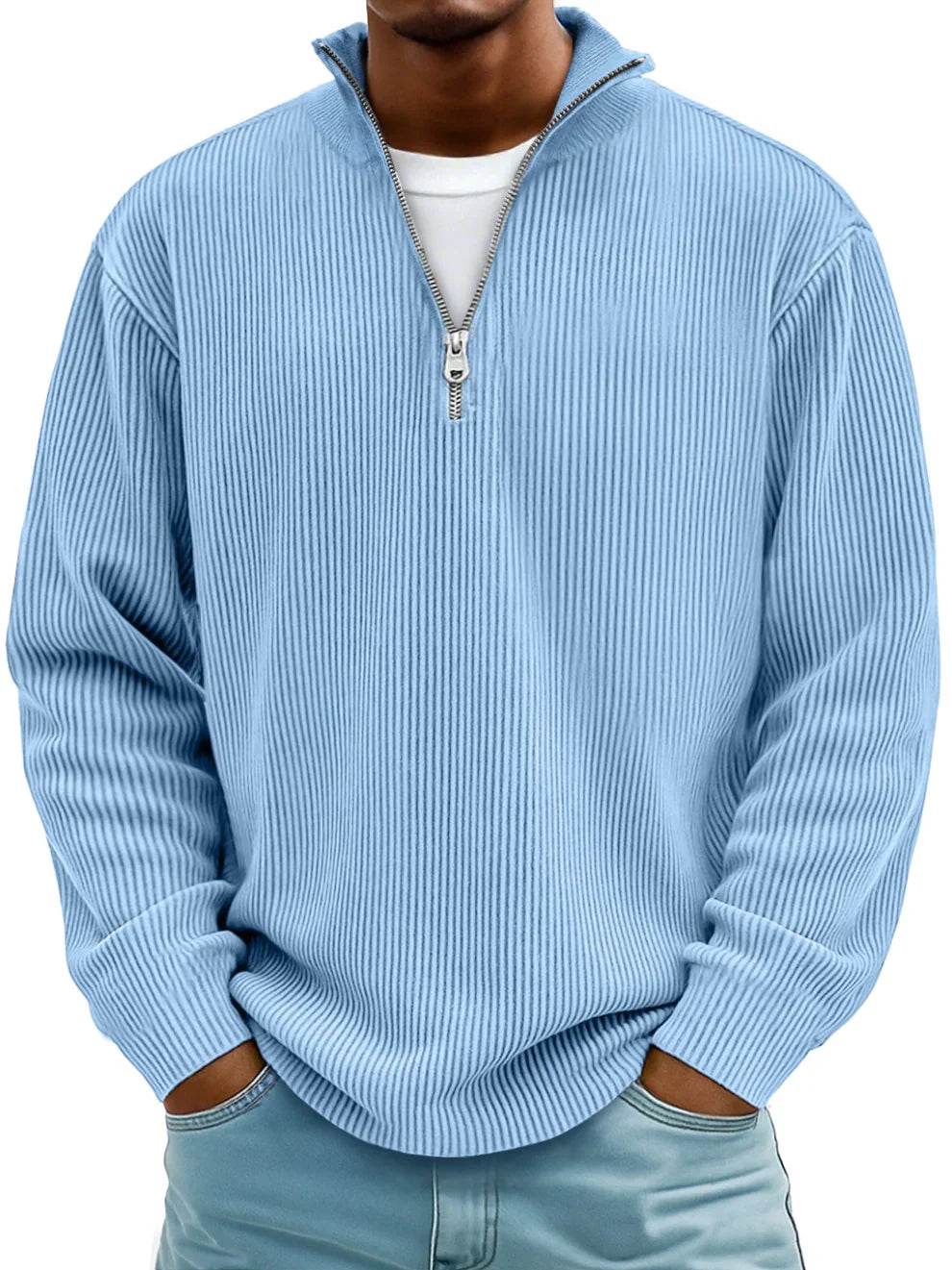 Men's Half-Zip Knitted Jumper - Relaxed Fit