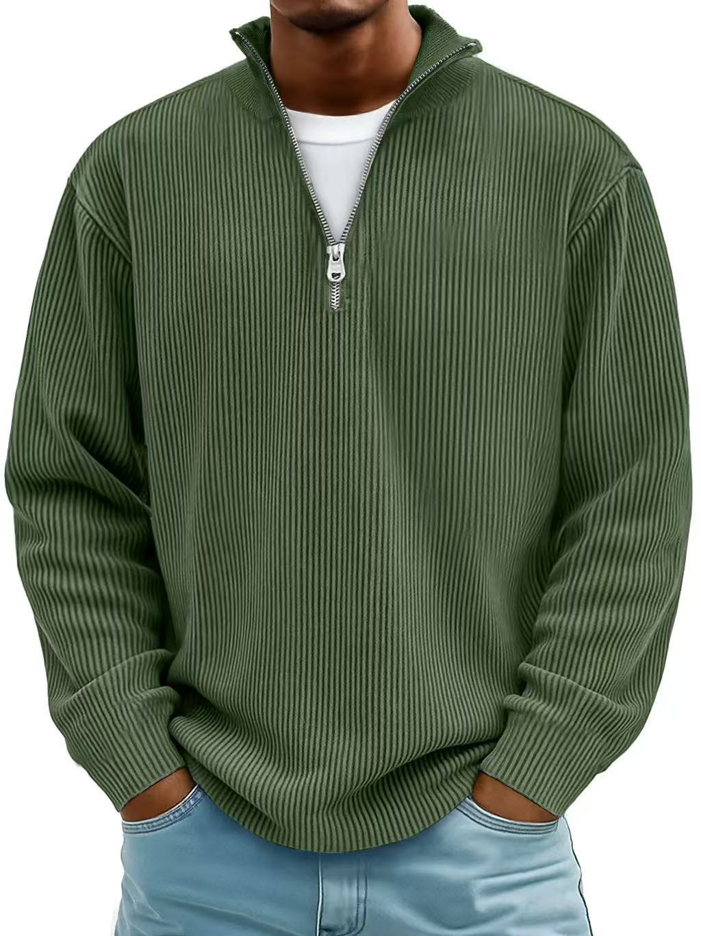Men's Half-Zip Knitted Jumper - Relaxed Fit