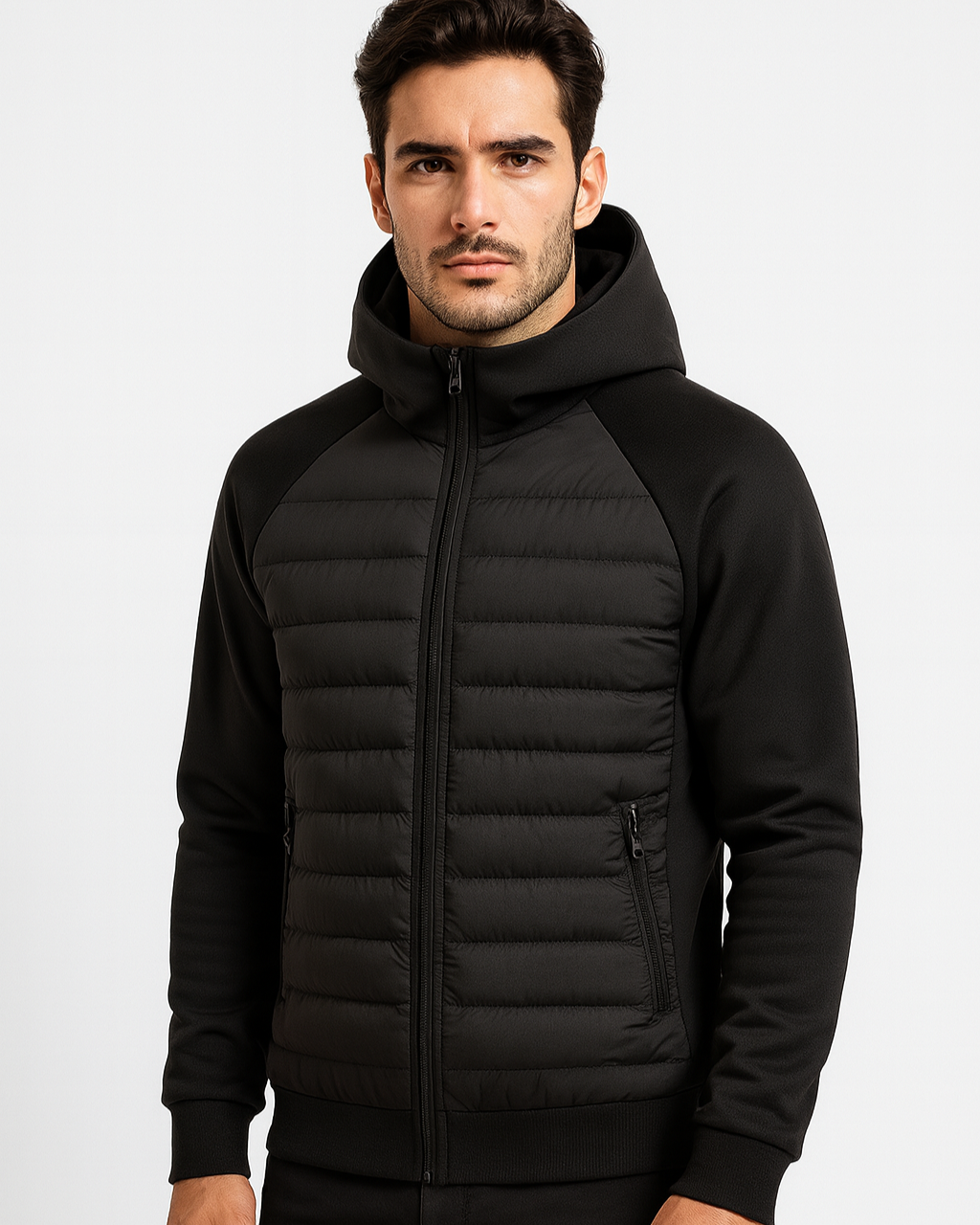 Men's Hooded Jacket | Hybrid Softshell Down Jacket