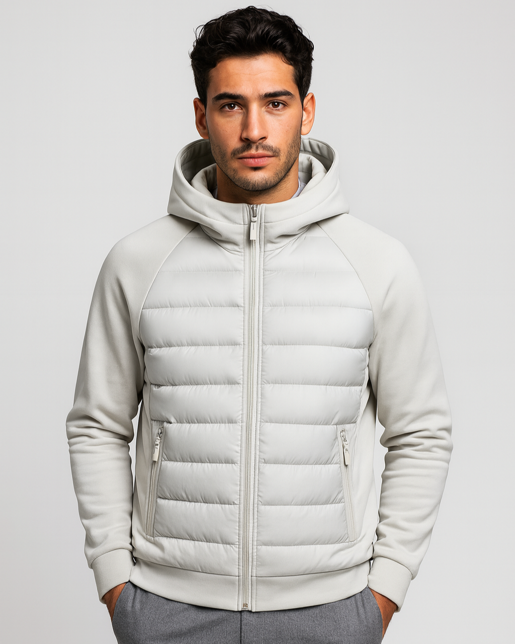 Men's Hooded Jacket | Hybrid Softshell Down Jacket