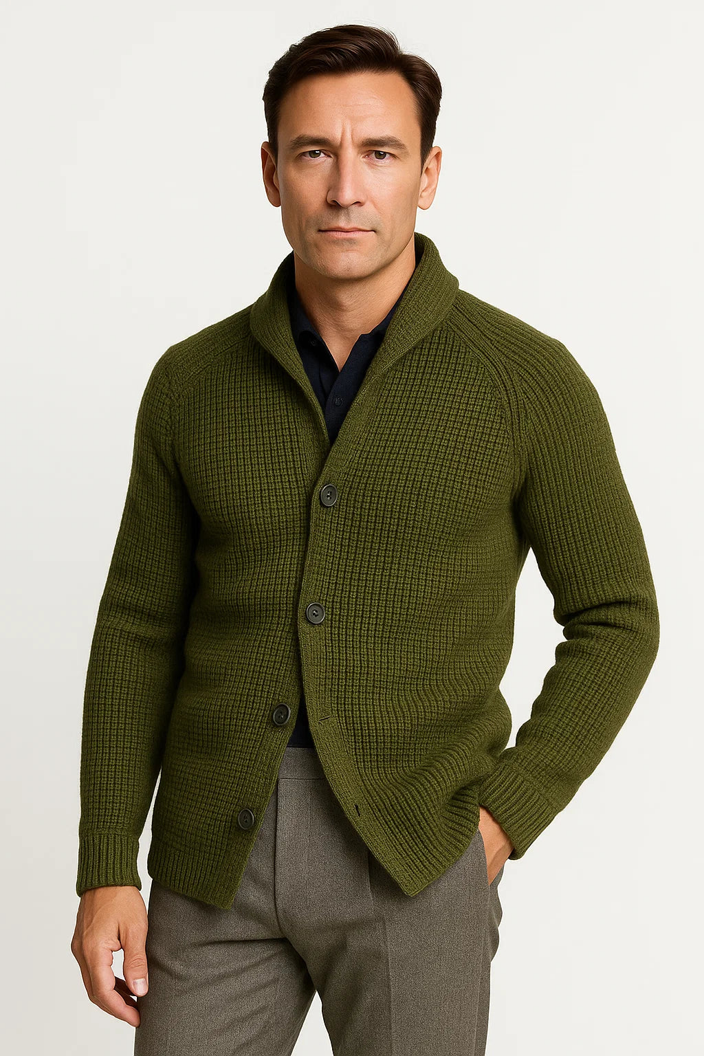 Heren Cardigan Wol Gebreid Met Knopen Casual Comfortabele Pasvorm