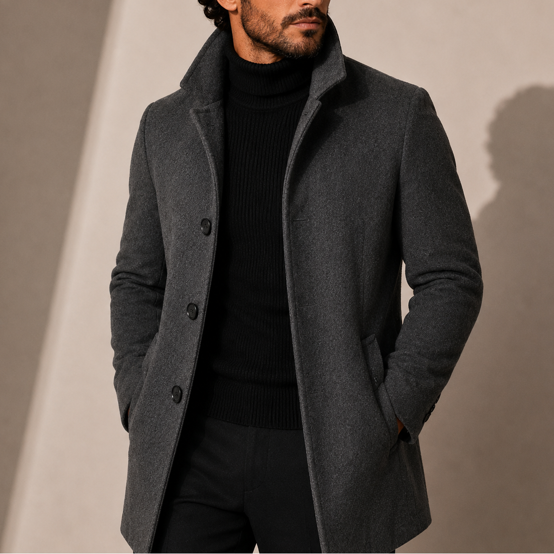 Men's Stand Collar Overcoat – Tailored Winter Coat
