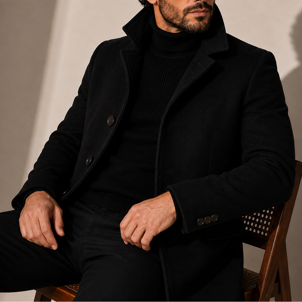 Men's Stand Collar Overcoat – Tailored Winter Coat