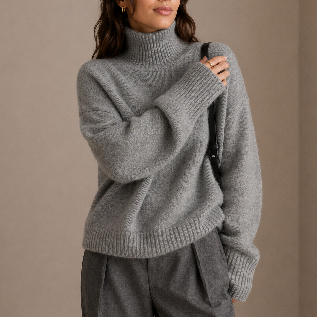 Women’s Oversized Turtleneck Sweater – Soft Relaxed Knit Jumper