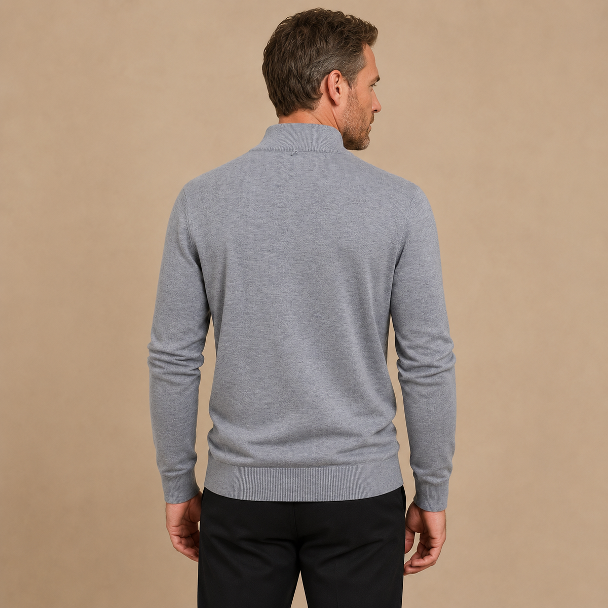 Men's Half Zip Jumper - Pullover with Zip and High Collar