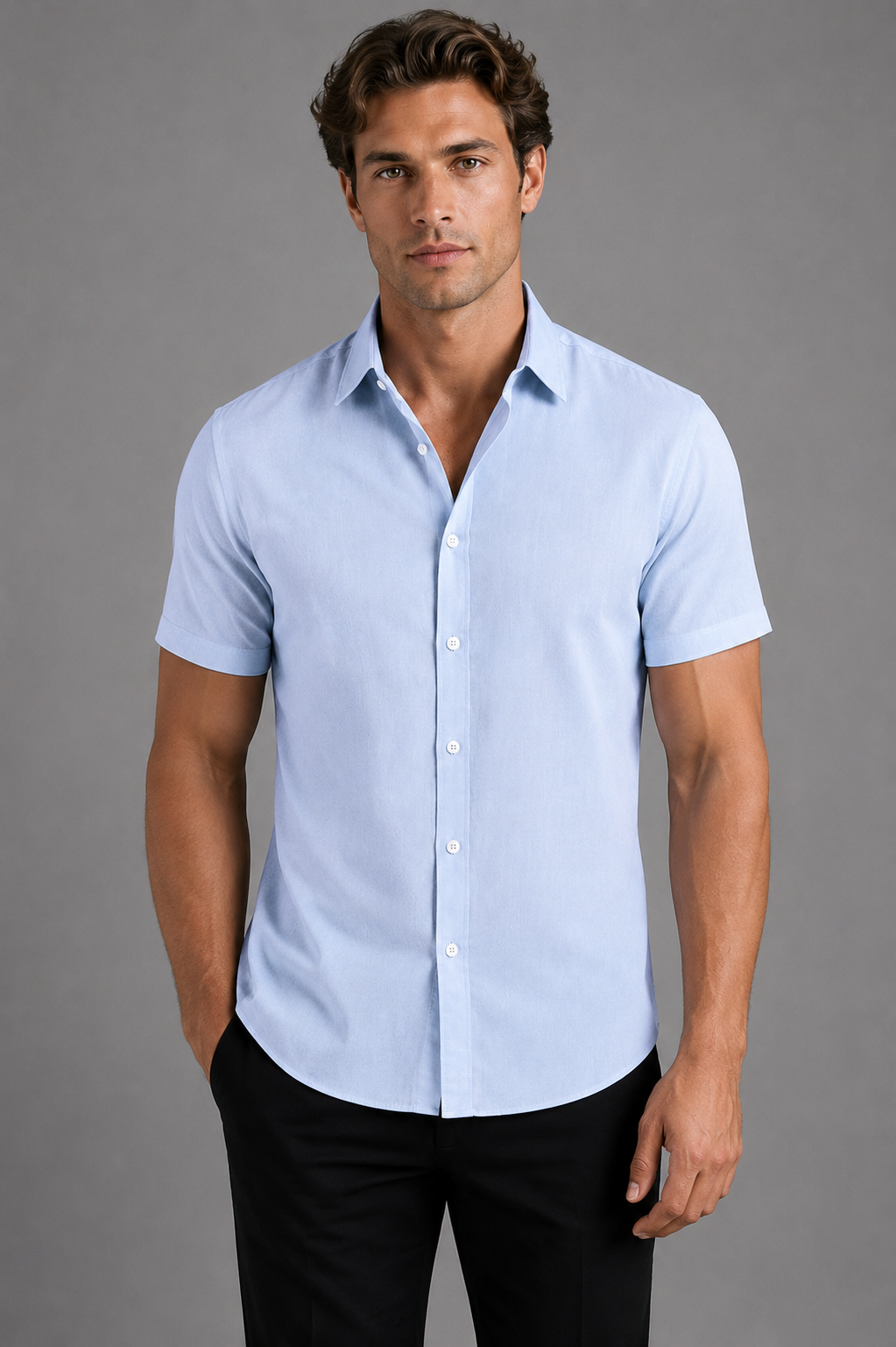Men’s Short Sleeve Button Shirt Slim Fit - Craw Leigh