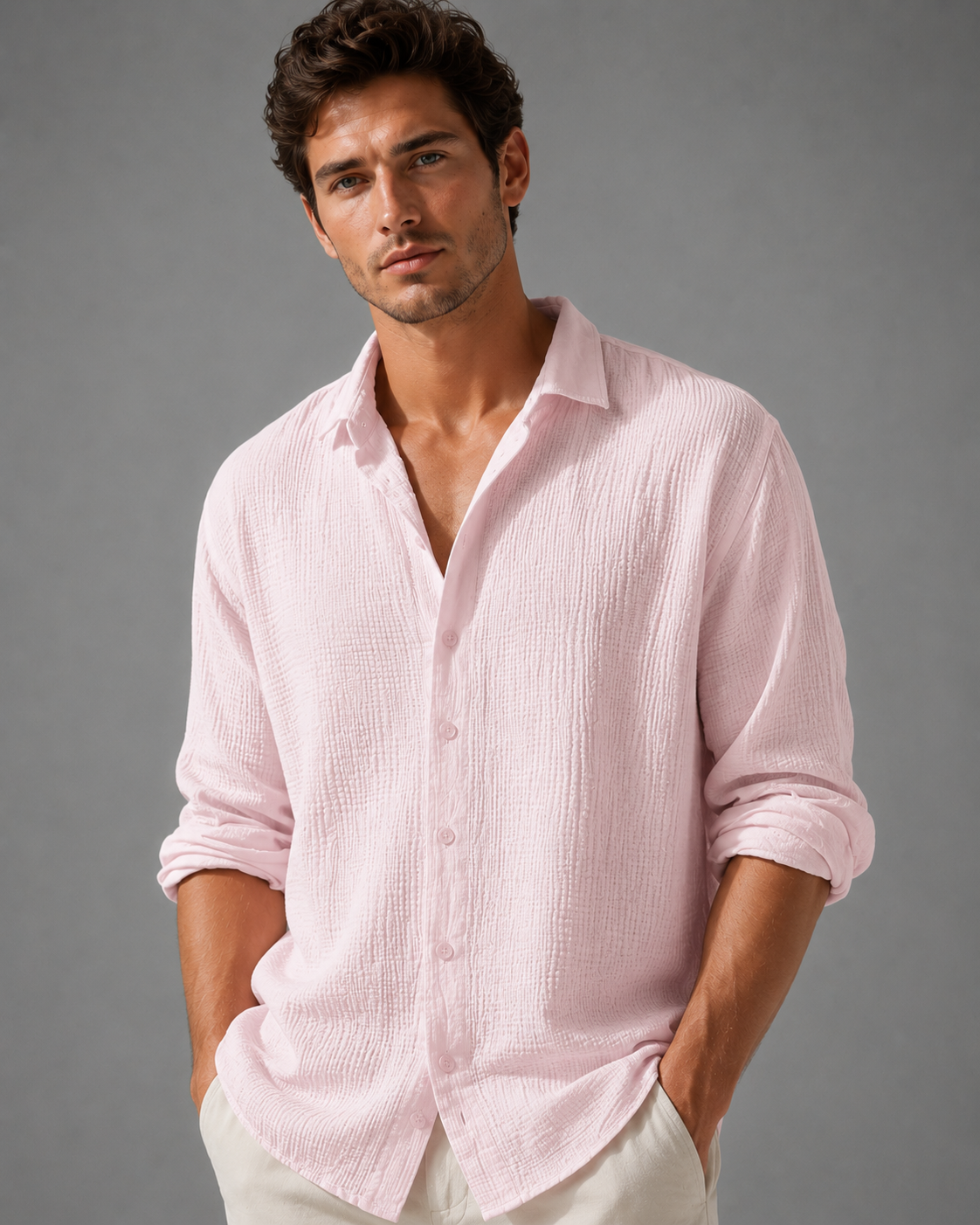 Men's Short Sleeve Button-Up Shirt – Lightweight Casual Summer Shirt