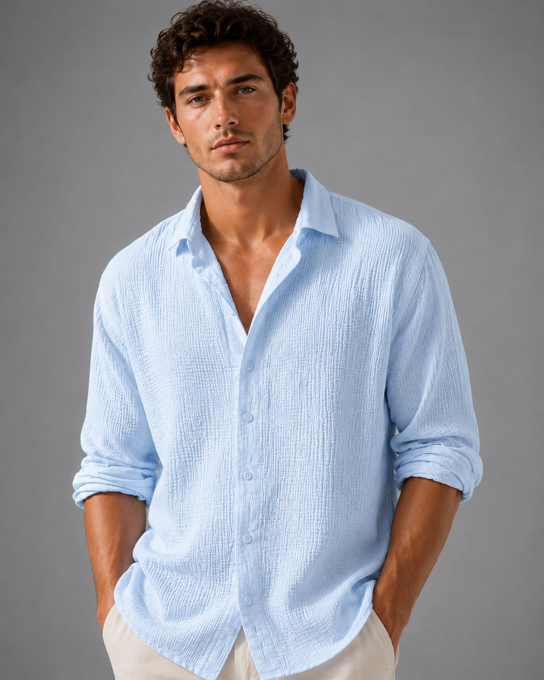 Men's Short Sleeve Button-Up Shirt – Lightweight Casual Summer Shirt