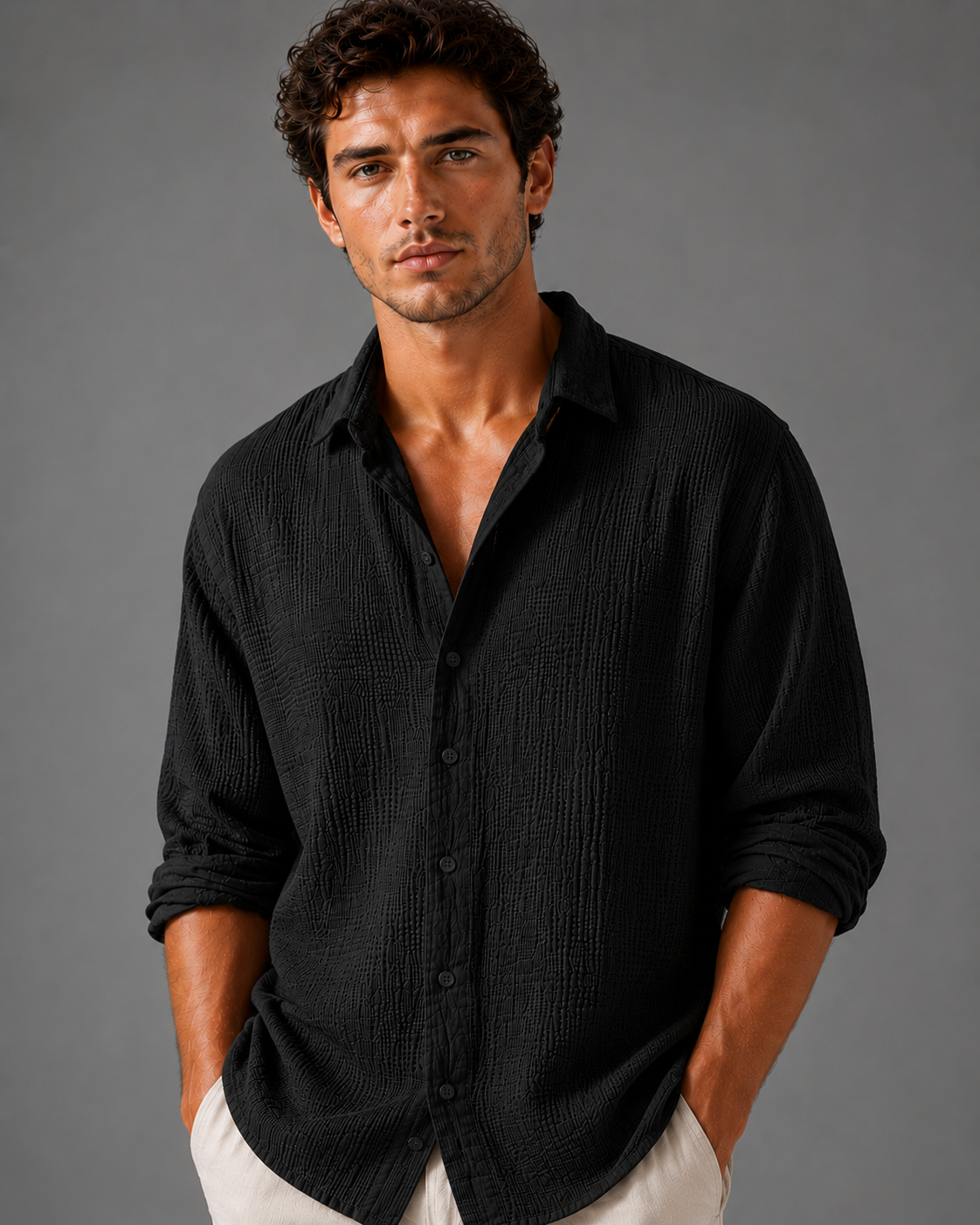 Men's Short Sleeve Button-Up Shirt – Lightweight Casual Summer Shirt