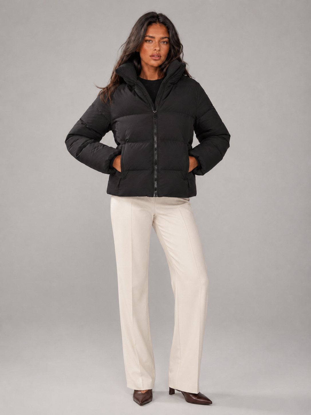 Front-zip Jacket with Belt for Women