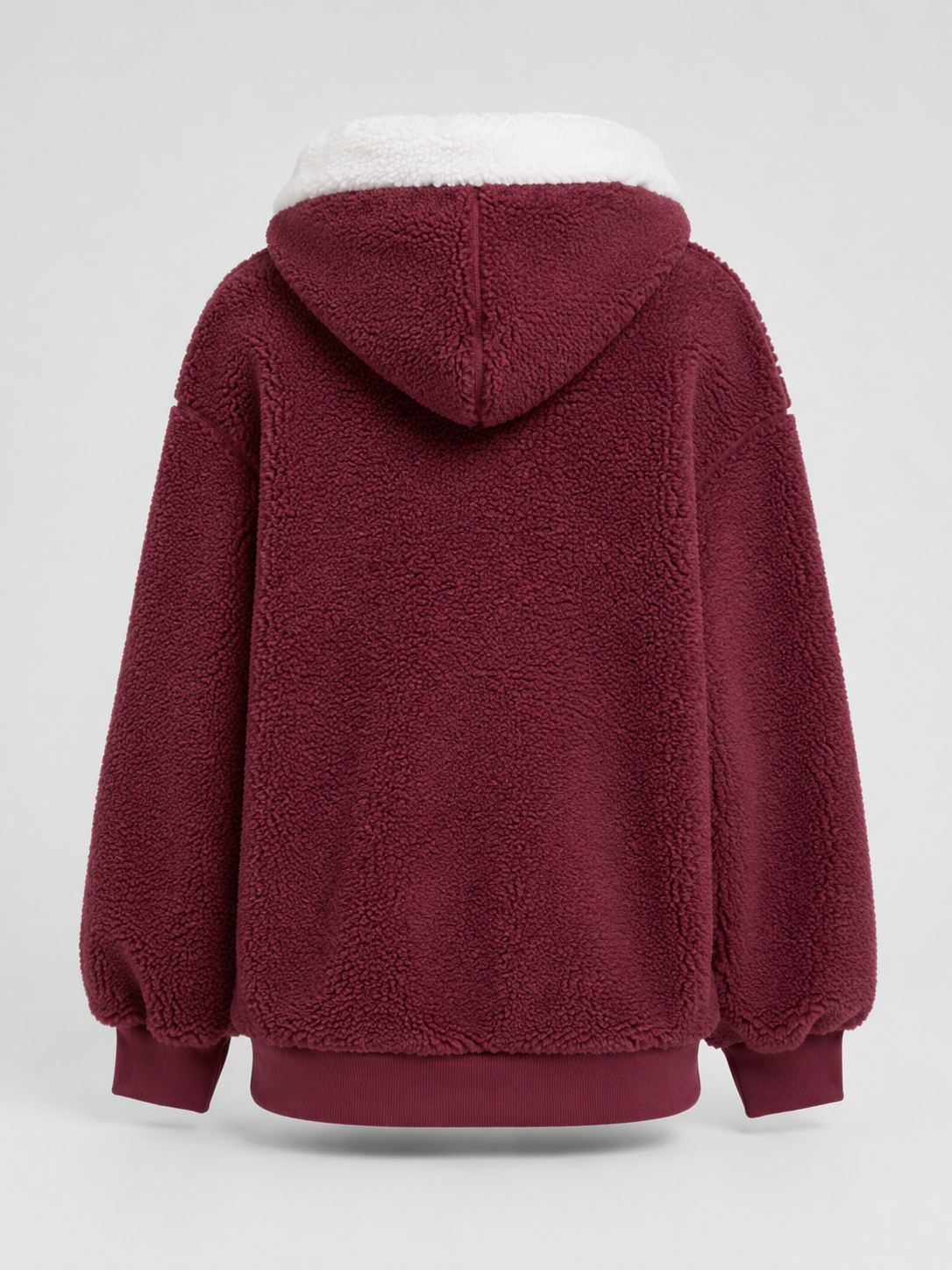 Padded Hooded Jacket with Sherpa Lining for Women